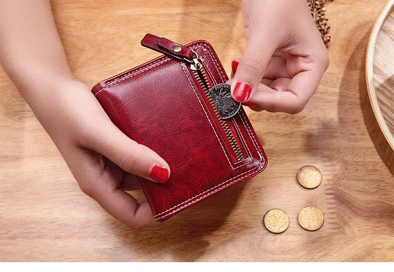 PU Leather Women's Wallets	Short Handbags Zipper Coin Wallet Credit Card Holder Luxury Designer Small Purses for Women