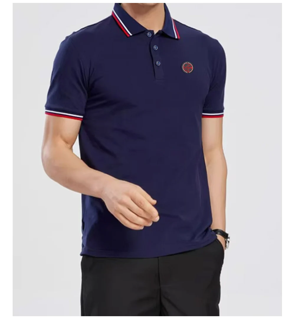 2024 New Men's Polo Top Casual Fashion Commuter Versatile Solid Color Men's Top Summer Fashion Business Men Pure Cotton Polo Top