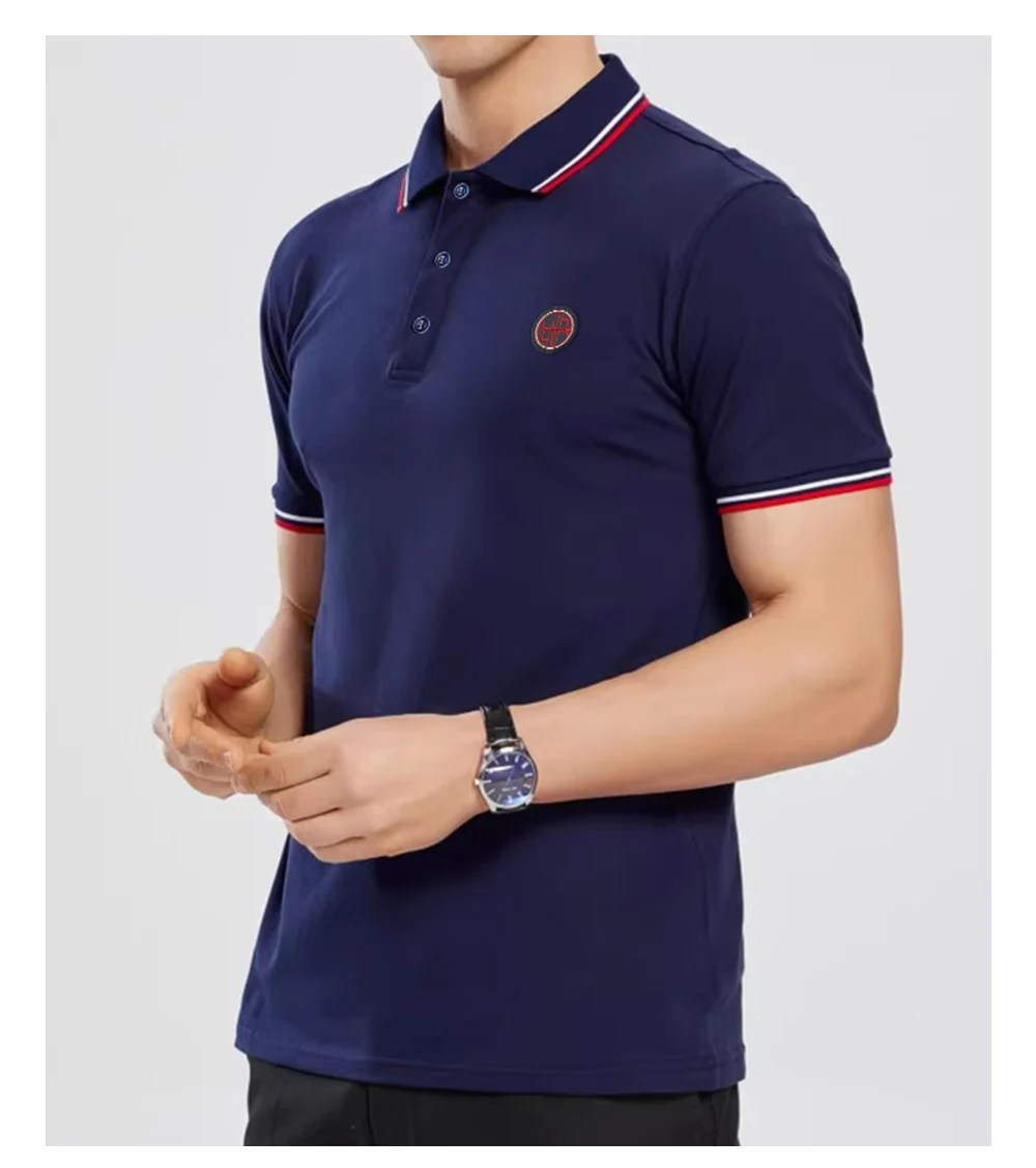 2024 New Men's Polo Top Casual Fashion Commuter Versatile Solid Color Men's Top Summer Fashion Business Men Pure Cotton Polo Top