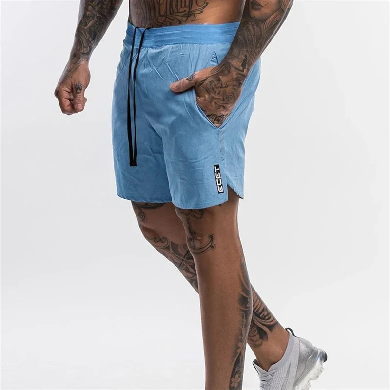 Brand Men Fitness Bodybuilding Gyms Workout Shorts Man Summer Male Breathable Quick Dry Sportswear Jogger Beach Short Pants