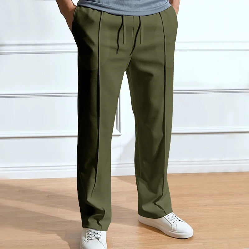 2024 Spring/Summer Hot Selling Men's Fashionable Casual Solid Color Pants Loose Tight Cord Straight Pants