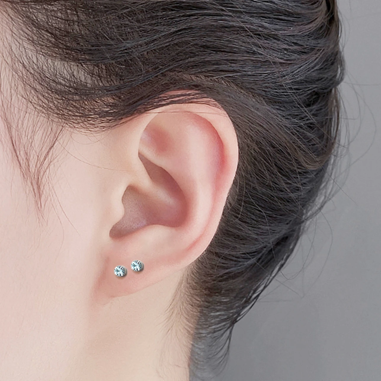 4Pairs 3mm Magnetic Stud Earring Fake Piercing Nose Stud Crystal Earrings Punk Clip Zircon Magnet Stud Non Piercing Jewelry