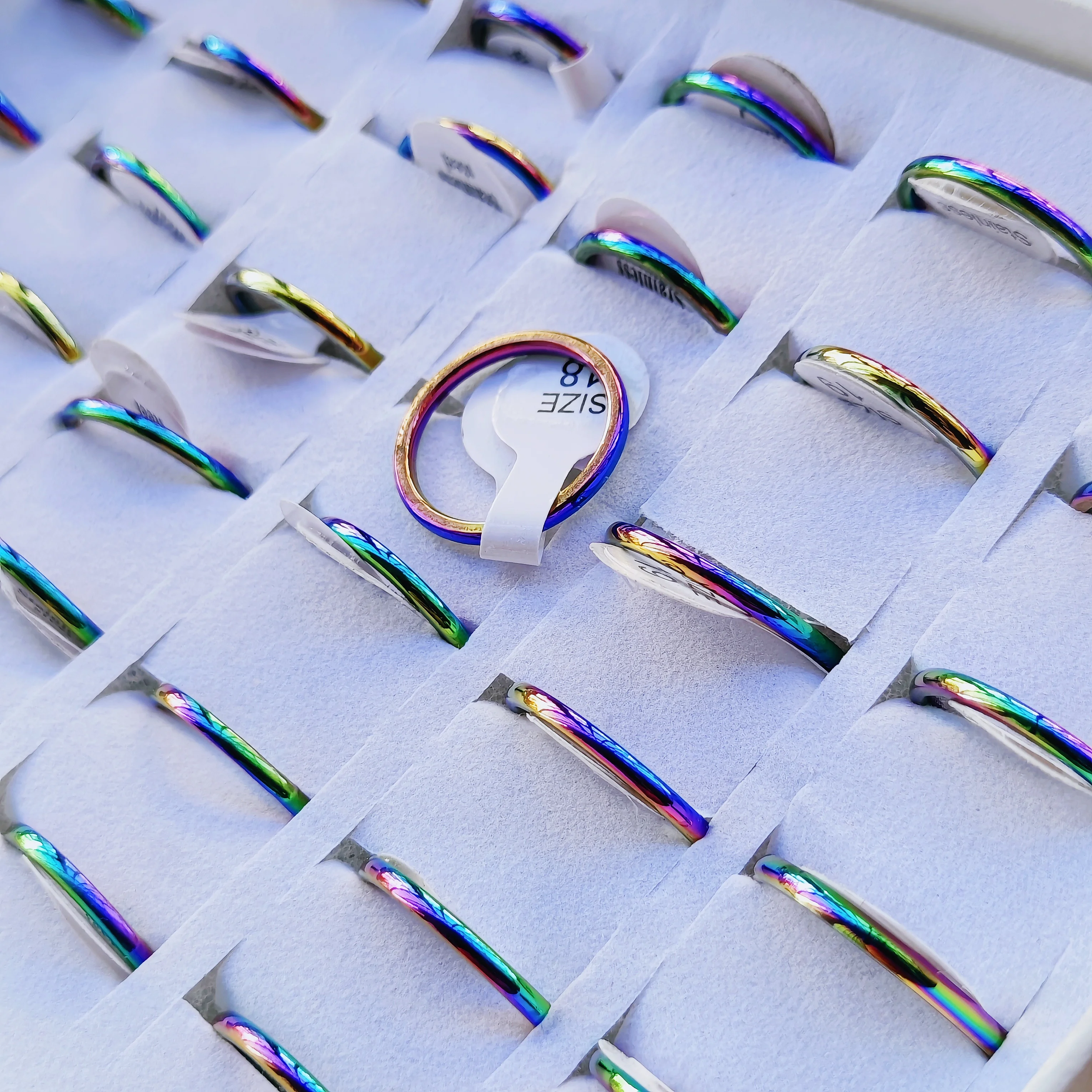 30/50pcs/lot 2mm Fine Woman Rings Classic Engagement Wedding Bands Couple Rings For Girl Anniversary Accessory Gifts Wholesale