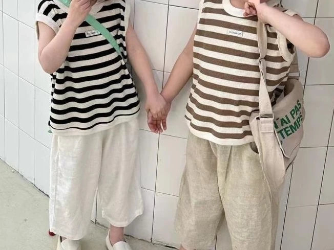 Baby Boy Girl Pant Cotton and Linen Cropped Trousers Child Trousers Long Kid Summer Pant Baby Infant Clothes