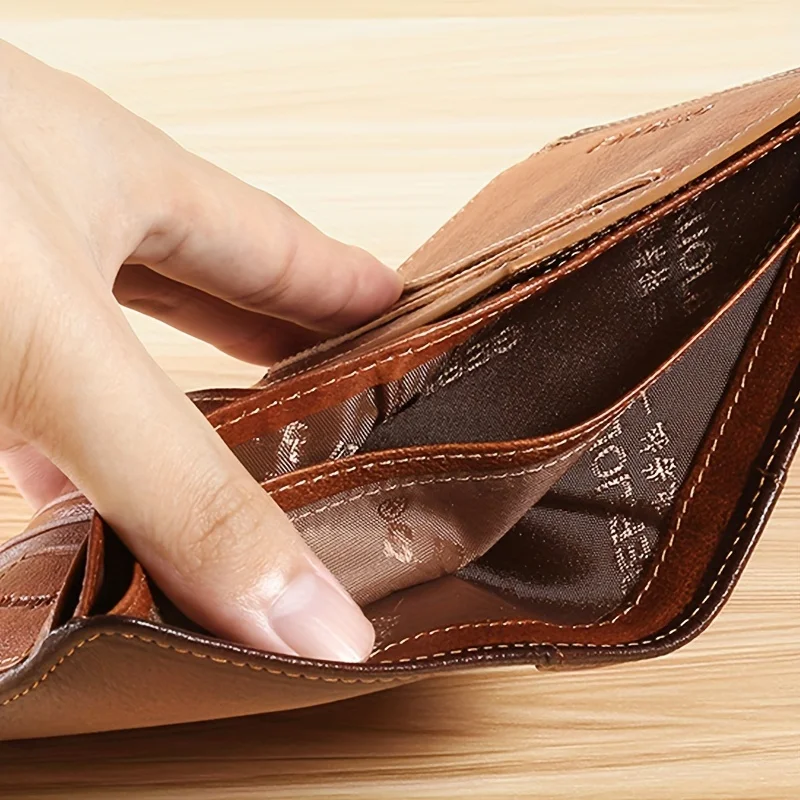 Suitability Men's Dark Brown Vintage Leather Wallet RFID Anti Theft Brush Safe Slim and Stylish Multib Card Holder Perfect Gift