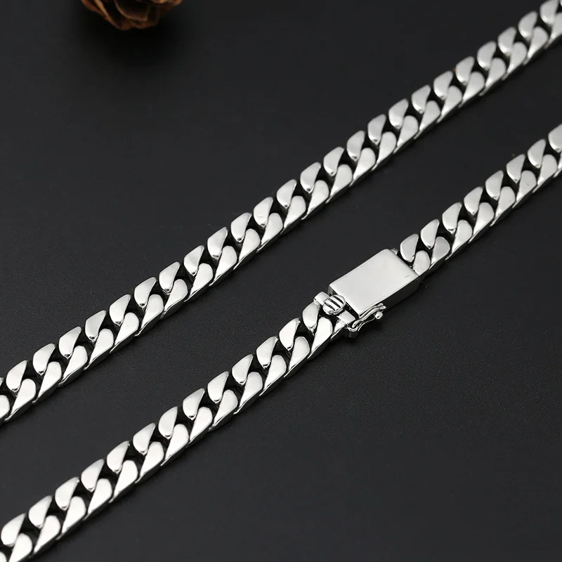 100% S925 Sterling Silver Bracelet 8MM Punk S925 Silver Jewelry Never Fade Men Women Jewelry Gifts