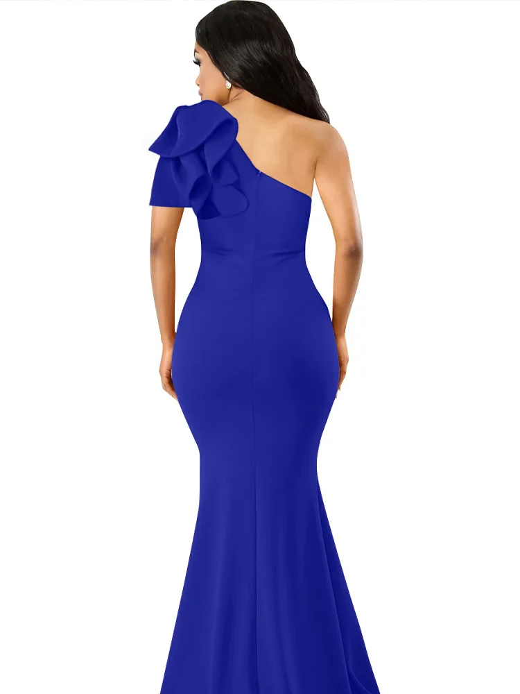 New Summer One Shoulder Split Sexy Dress Sleeveless Sloping Shoulders Dresses