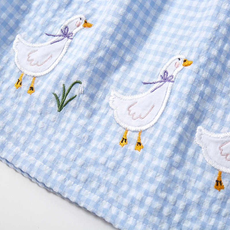 Little Maven 2026 Kids Clothes Summer Lattice Dress Baby Girls Clothes Cartoon Ducks Dresses Children's Clothing Vestidos Cotton