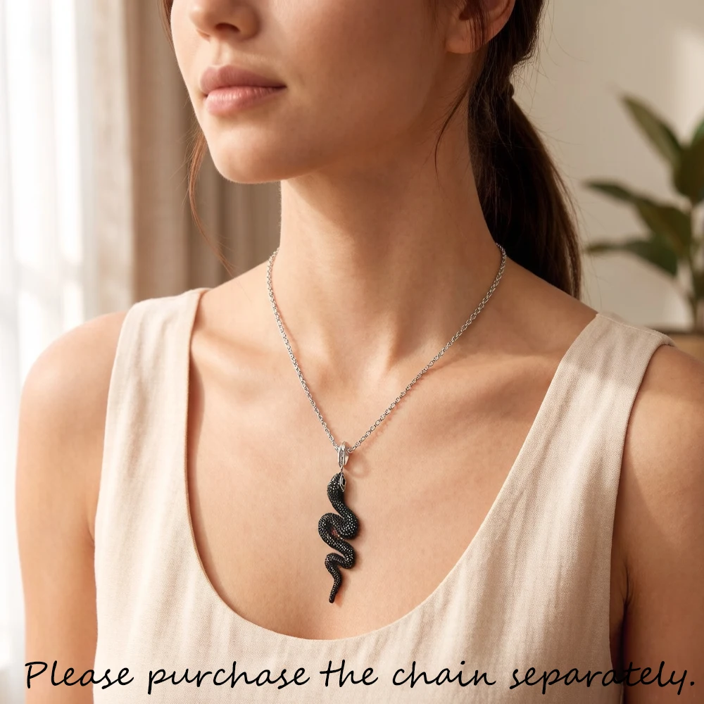 Pendant Black Snake Brand New Fine Jewelry 925 Sterling Silver Accessories Trendy Gift For Woman Men