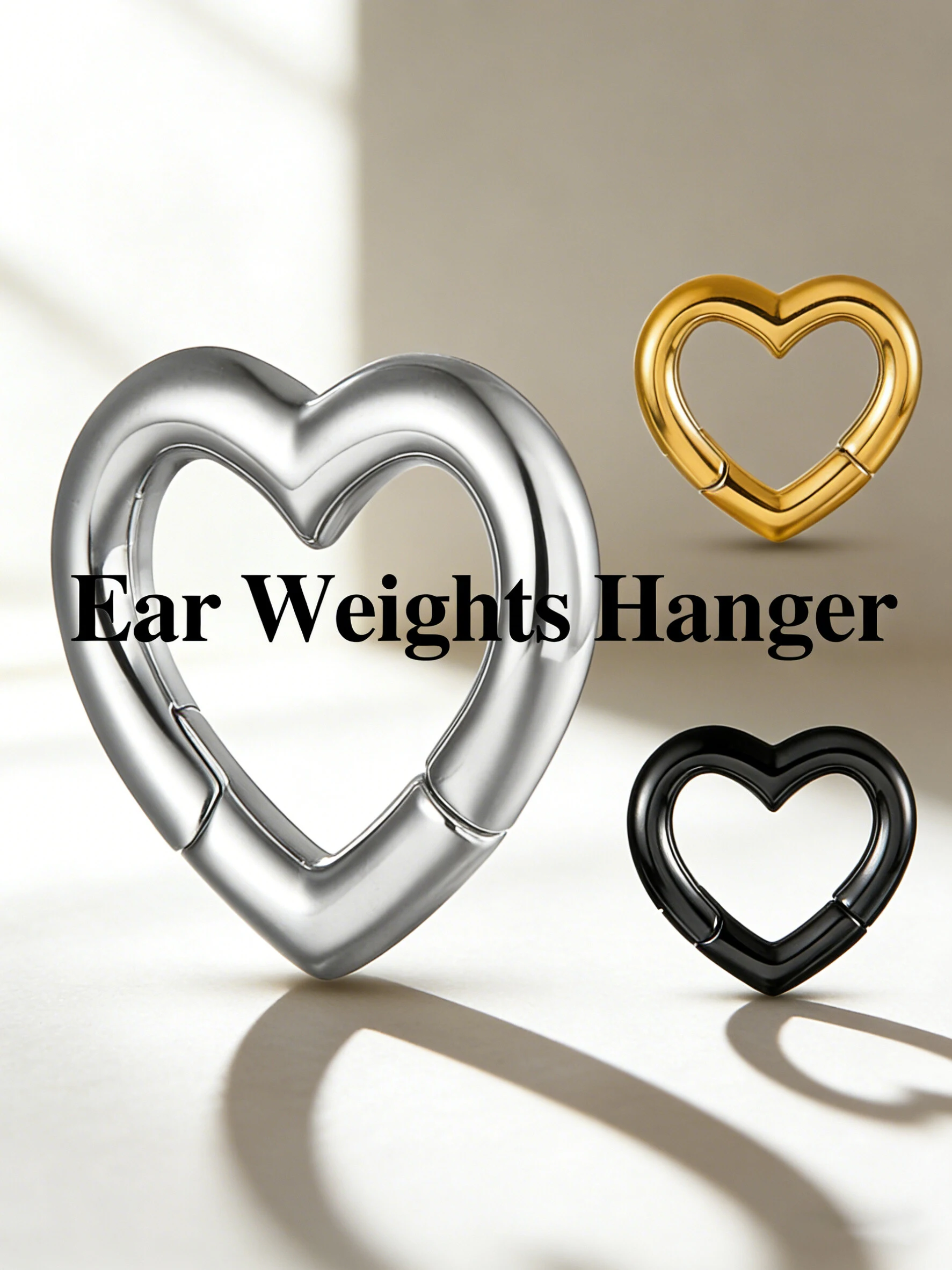 Giga 1/2Pcs 5mm(4g) Heart Stainless Steel Ear Weights Hanger Gauges Expander Magnetic Ears Stretcher Piercing Body Jewelry Punk