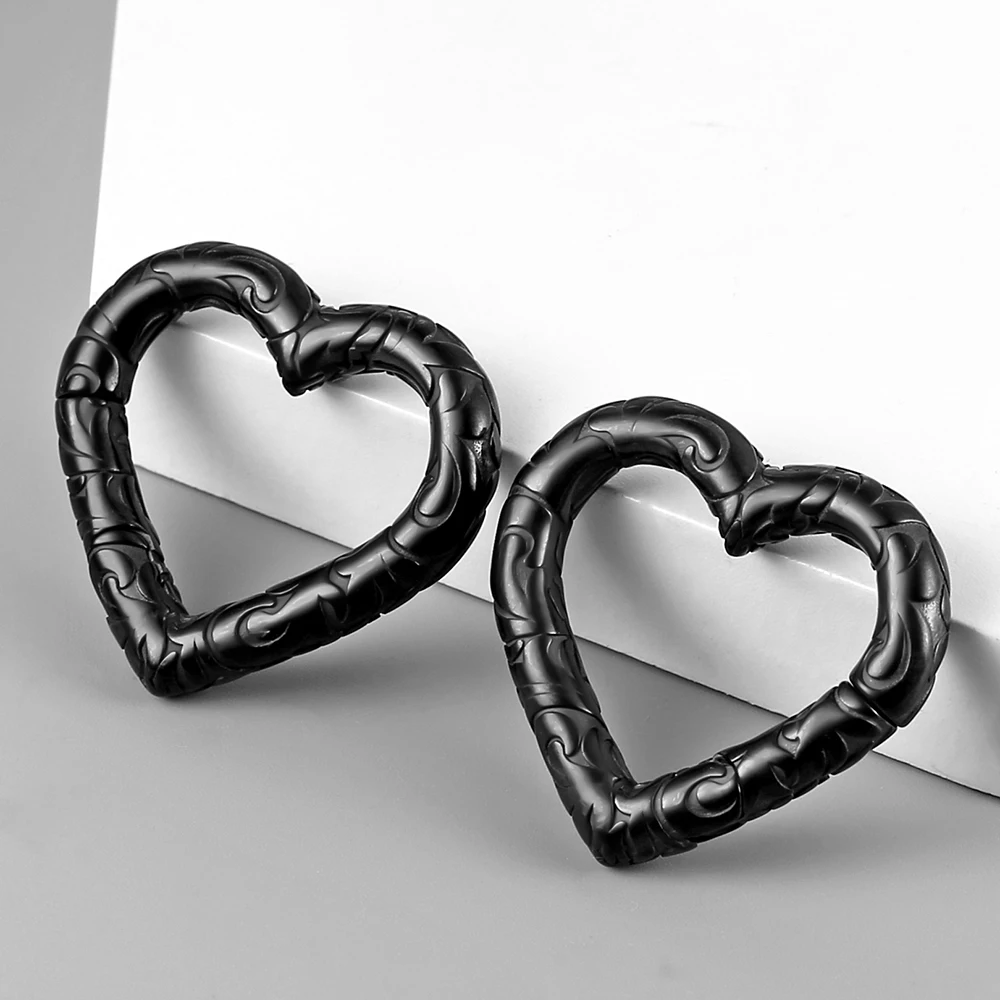 Giga 1/2Pcs 5mm(4g) Heart Stainless Steel Ear Weights Hanger Gauges Expander Magnetic Ears Stretcher Piercing Body Jewelry Punk