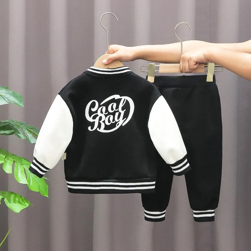 Kids Boys Coat+T-Shirt+Pant 3pcs Set Baseball Girls Spring Autumn Letter Print Sweatshirts Fashion Sports Casual Outfits Clothes