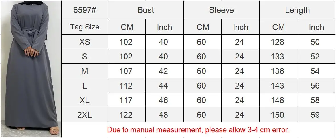 Muslim Abaya Fashion New Hot Dress Turkey Arabia Dubai Solid Color Robe with Pockets Women's Long Dress