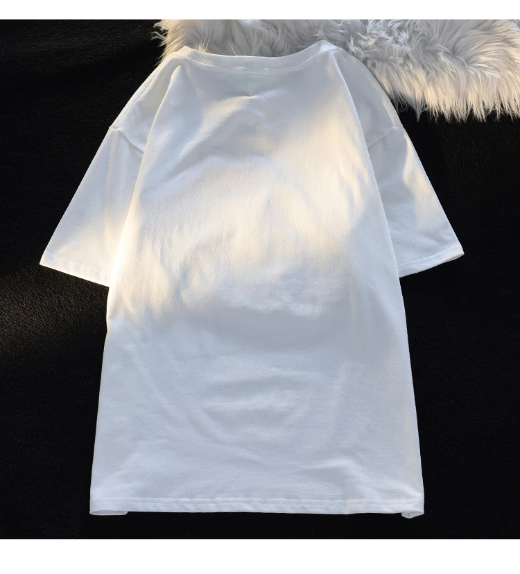 2024 Summer New Cartoon Cat Women's T-shirt Korean Simple Casual Women's Short Sleeve T-shirt Fun Sweet Cute Y2K Tops