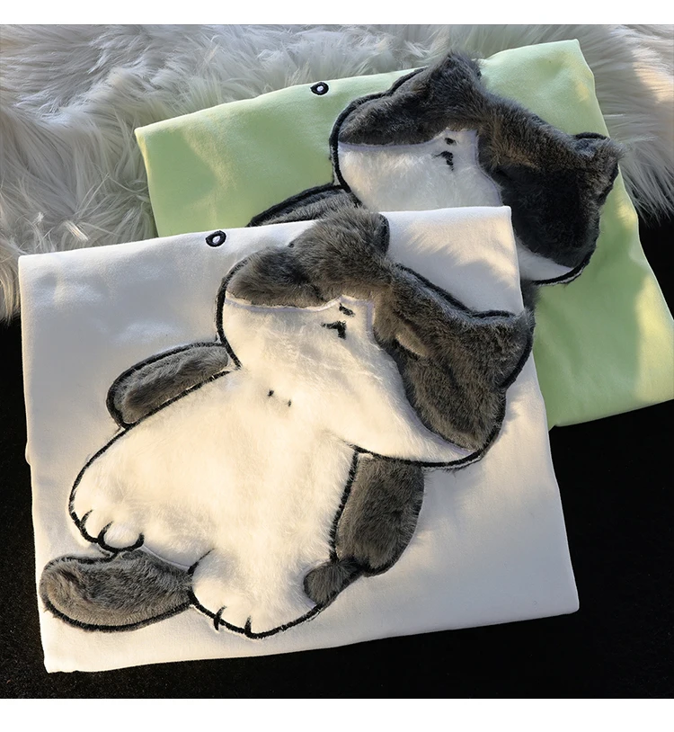 2024 Summer New Cartoon Cat Women's T-shirt Korean Simple Casual Women's Short Sleeve T-shirt Fun Sweet Cute Y2K Tops