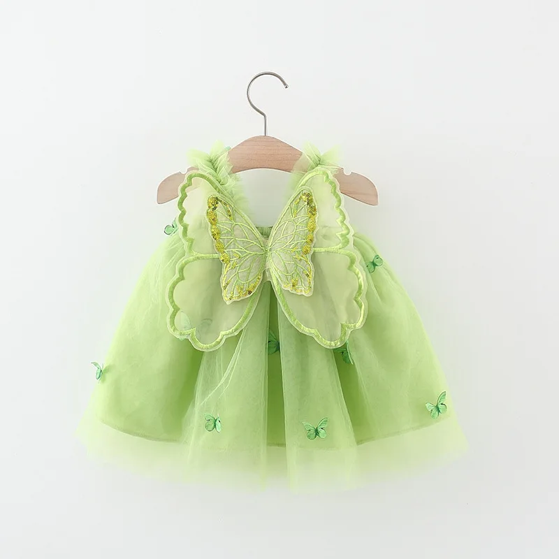 Summer Baby Girls' Princess Party Birthday Dress Sweet Children Clothing Butterfly Wings Fairy Strap Embroidered Mesh 0-3 Y Kid