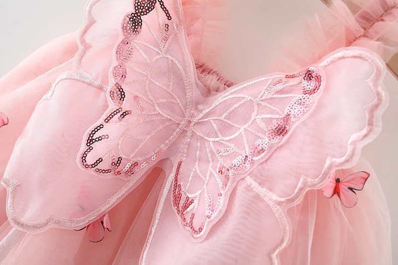 Summer Baby Girls' Princess Party Birthday Dress Sweet Children Clothing Butterfly Wings Fairy Strap Embroidered Mesh 0-3 Y Kid