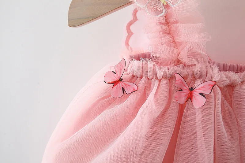 Summer Baby Girls' Princess Party Birthday Dress Sweet Children Clothing Butterfly Wings Fairy Strap Embroidered Mesh 0-3 Y Kid