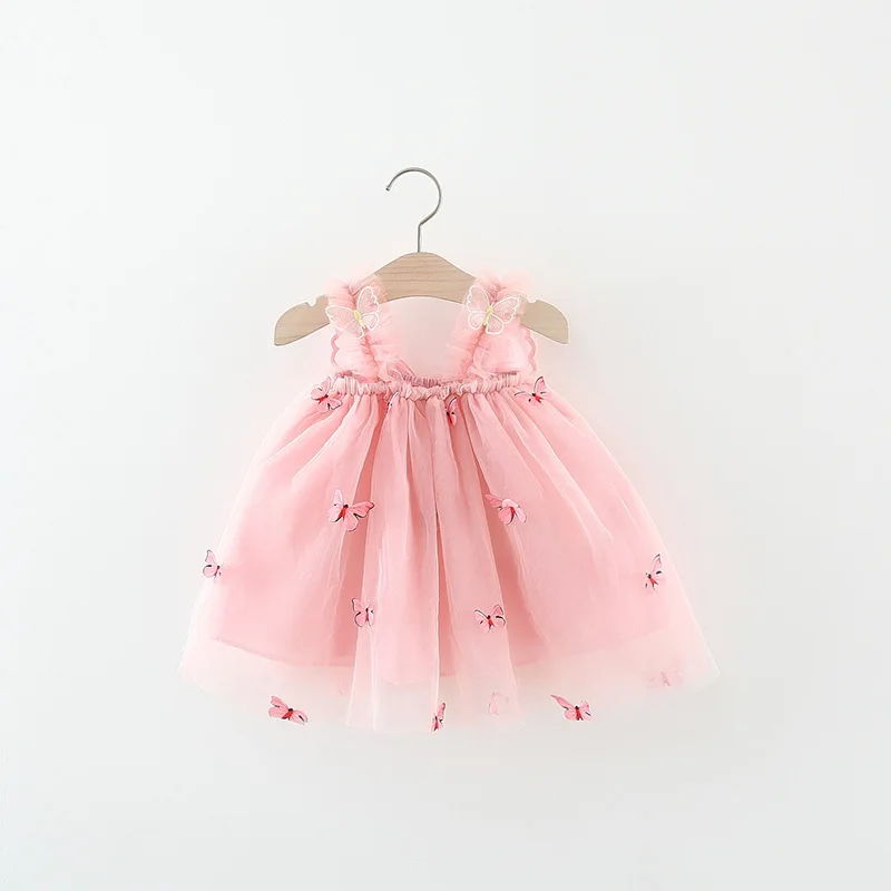 Summer Baby Girls' Princess Party Birthday Dress Sweet Children Clothing Butterfly Wings Fairy Strap Embroidered Mesh 0-3 Y Kid
