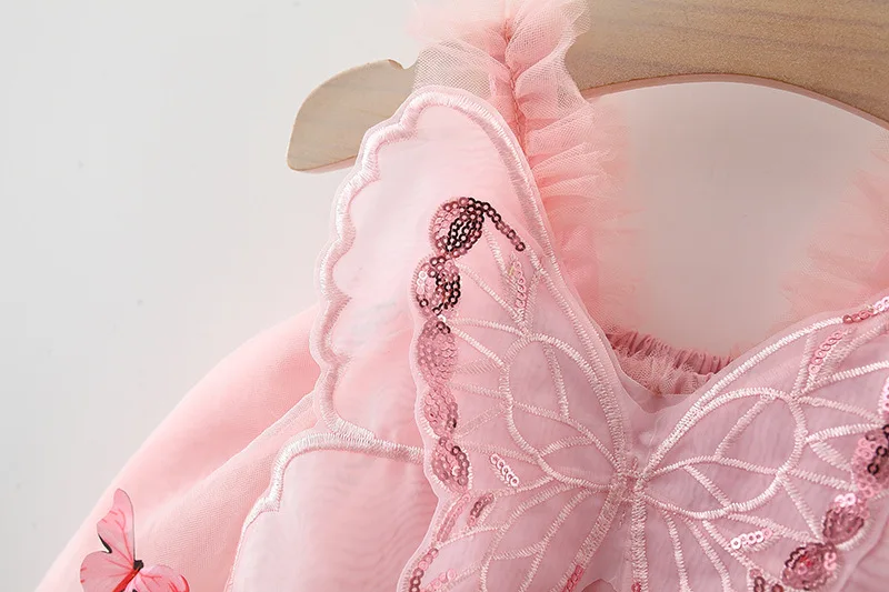 Summer Baby Girls' Princess Party Birthday Dress Sweet Children Clothing Butterfly Wings Fairy Strap Embroidered Mesh 0-3 Y Kid