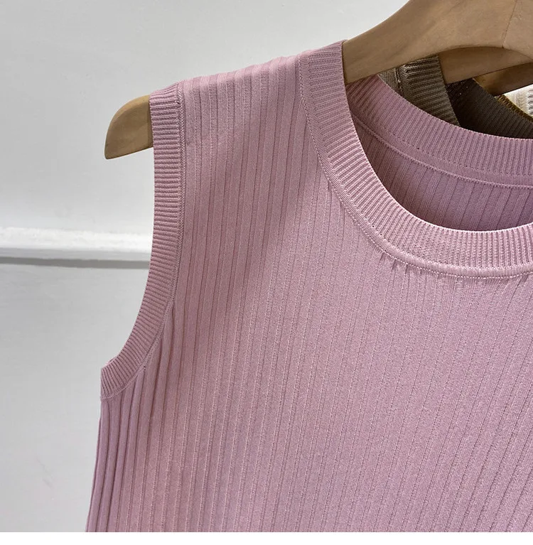 Korea Knitted Vests Women Top V-neck Solid Tank Blusas Mujer De Moda 2026 Summer New Fashion Female Sleeveless Casual Thin Tops