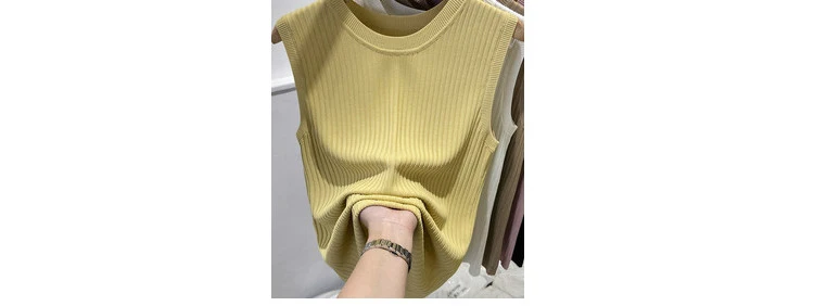 Korea Knitted Vests Women Top V-neck Solid Tank Blusas Mujer De Moda 2026 Summer New Fashion Female Sleeveless Casual Thin Tops