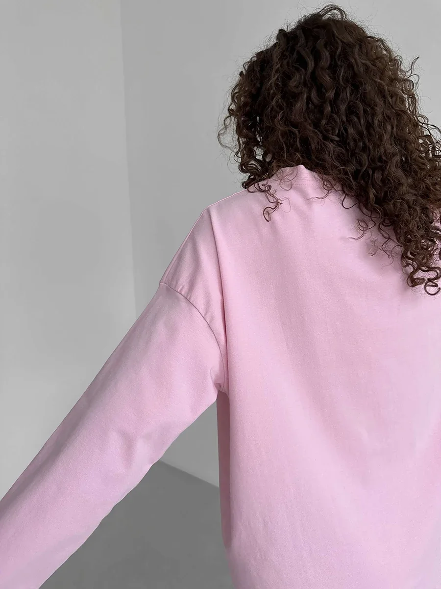 Wolfeel Women Summer 100% Cotton T-shirt Bottoming Spring Basic Fashionable Solid Lady Long Sleeve Loose Tops Shirts