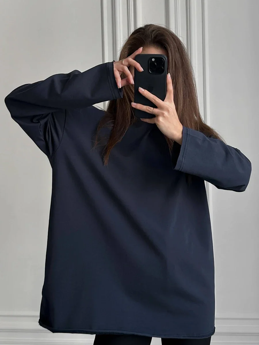 Wolfeel Women Summer 100% Cotton T-shirt Bottoming Spring Basic Fashionable Solid Lady Long Sleeve Loose Tops Shirts
