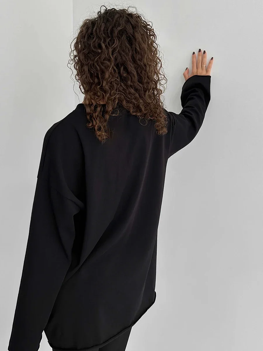 Wolfeel Women Summer 100% Cotton T-shirt Bottoming Spring Basic Fashionable Solid Lady Long Sleeve Loose Tops Shirts