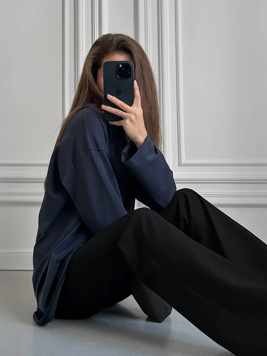 Wolfeel Women Summer 100% Cotton T-shirt Bottoming Spring Basic Fashionable Solid Lady Long Sleeve Loose Tops Shirts