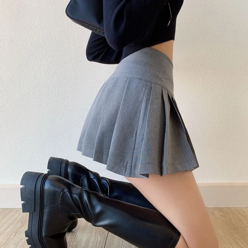 Fashion Slit Women Pleated Skirt Summer High Waist Sexy Mini Skirt White Jk Korean Girl Dance Skirt
