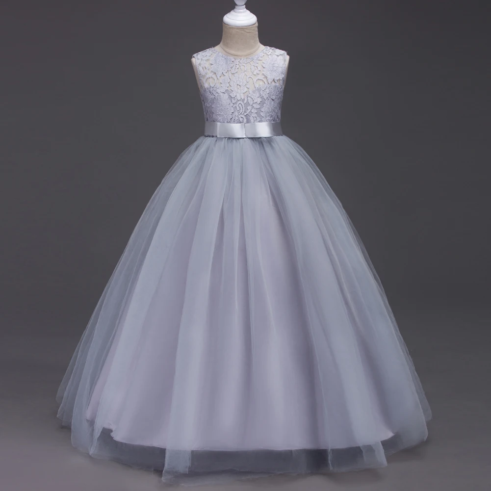 Western girls dress Princess dress Children's dress long lace skirt that draped the floor Evening dress