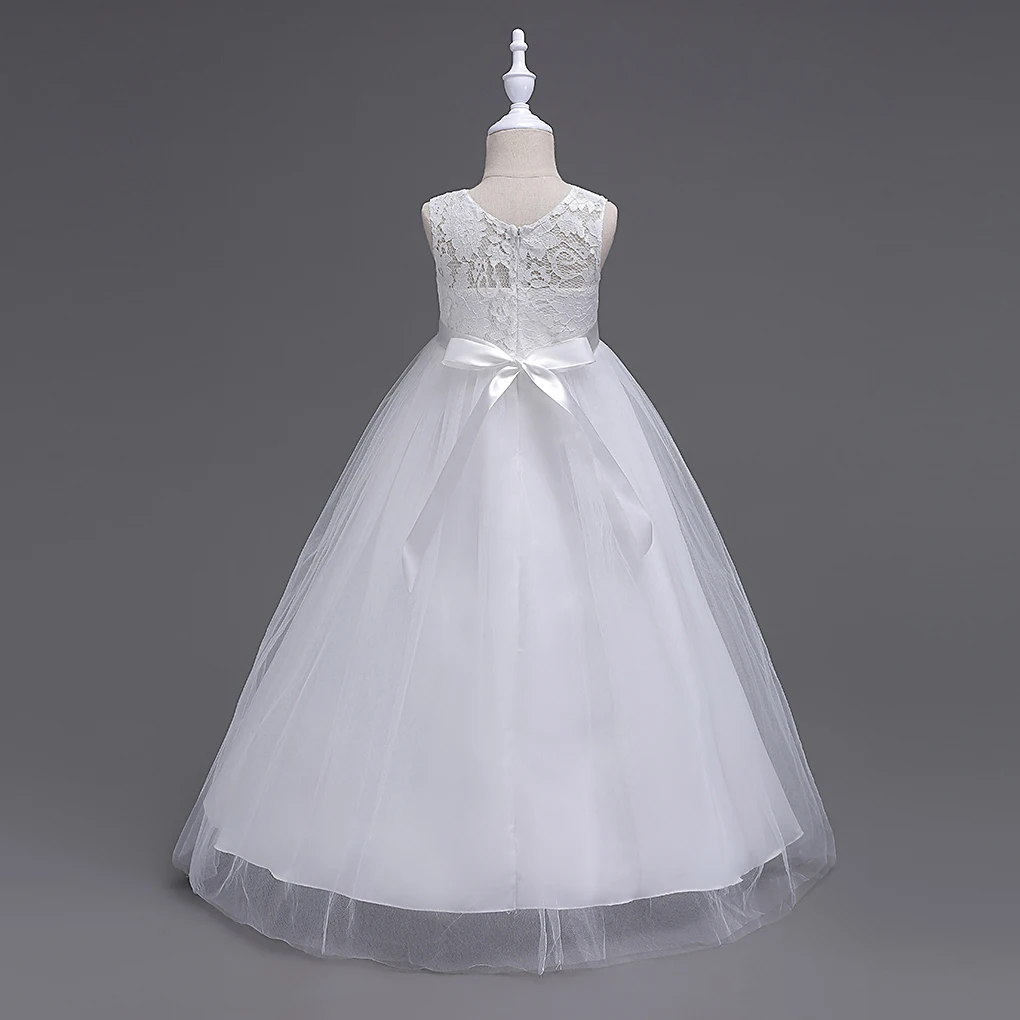Western girls dress Princess dress Children's dress long lace skirt that draped the floor Evening dress