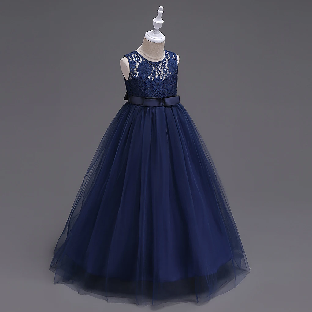 Western girls dress Princess dress Children's dress long lace skirt that draped the floor Evening dress