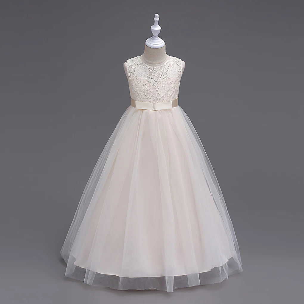 Western girls dress Princess dress Children's dress long lace skirt that draped the floor Evening dress