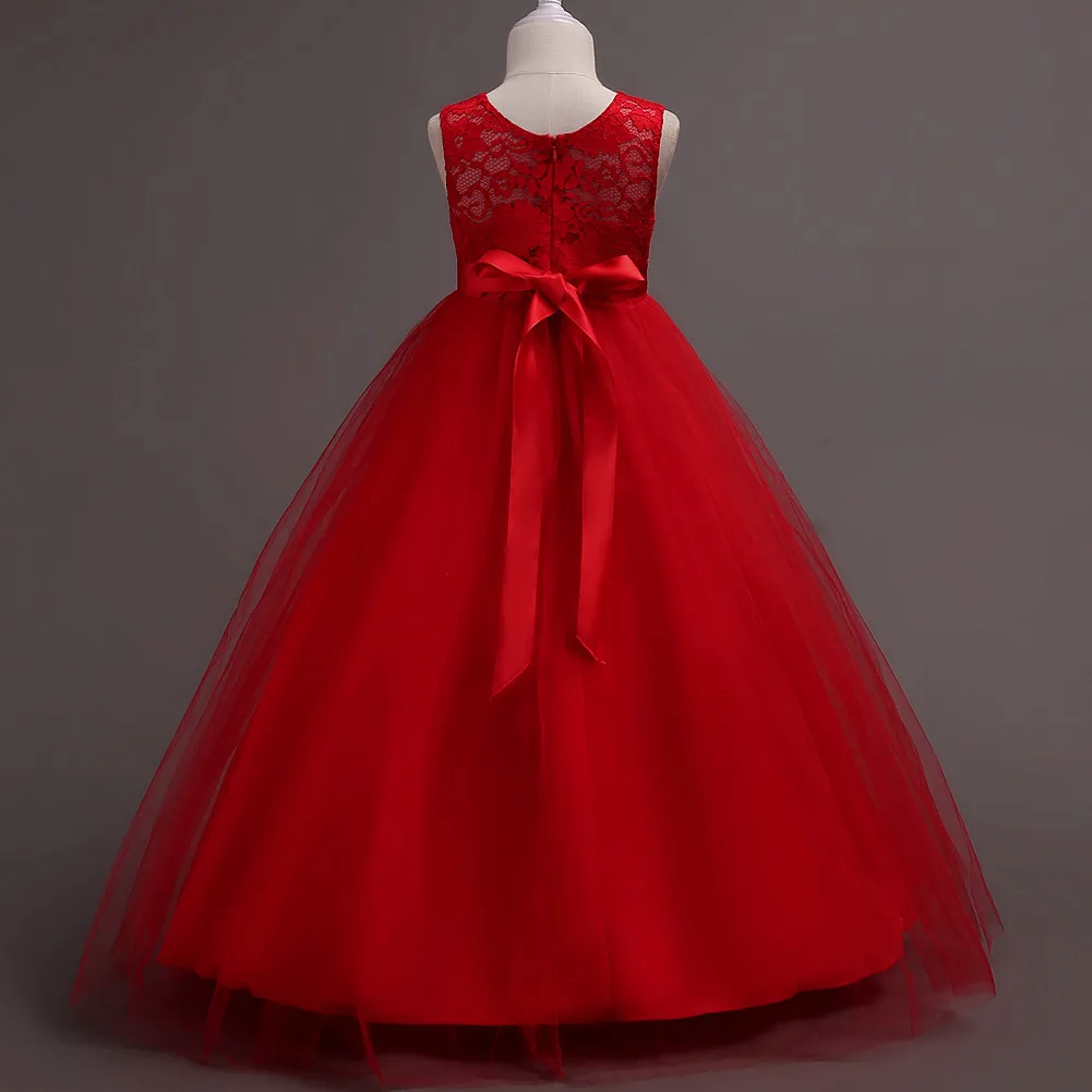 Western girls dress Princess dress Children's dress long lace skirt that draped the floor Evening dress