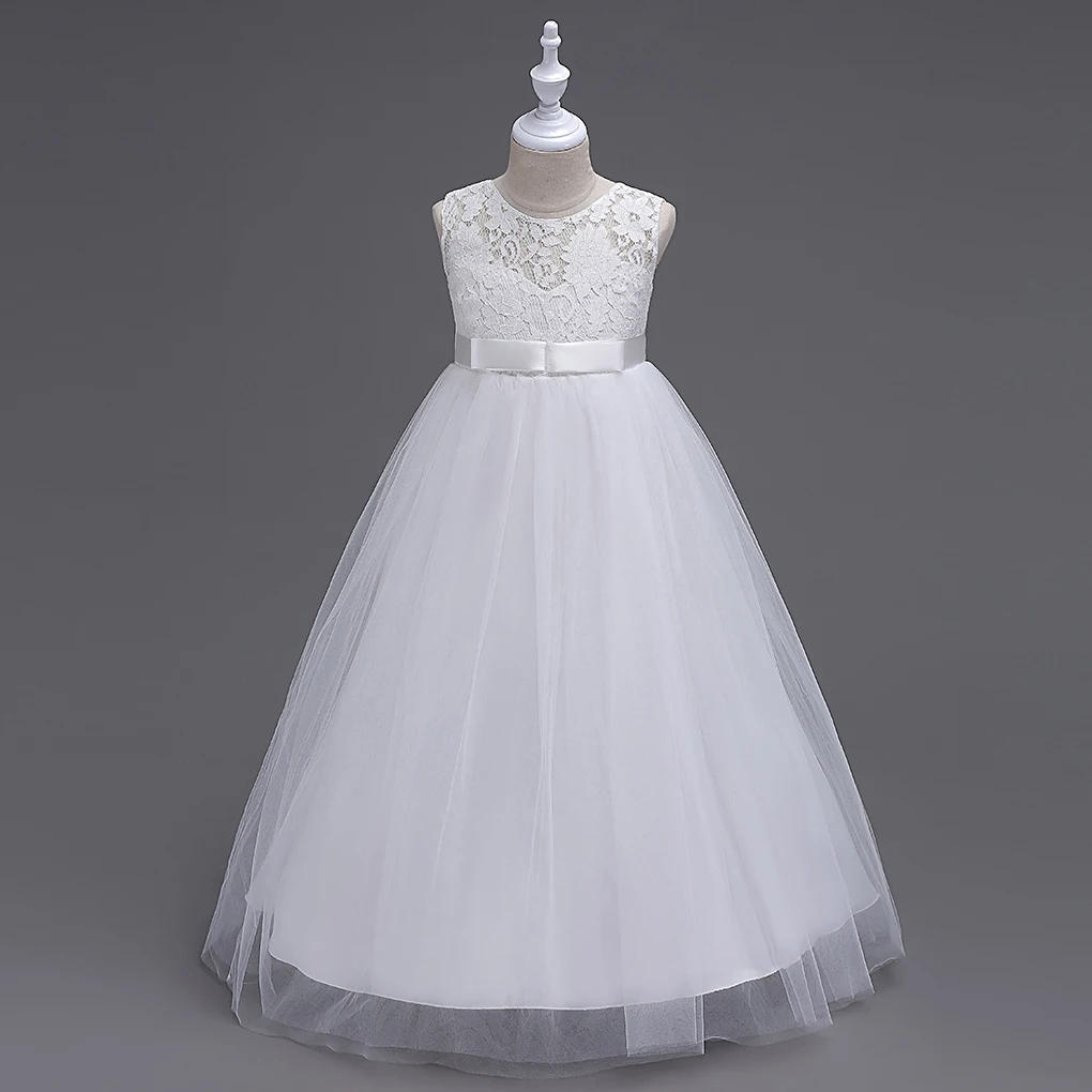 Western girls dress Princess dress Children's dress long lace skirt that draped the floor Evening dress