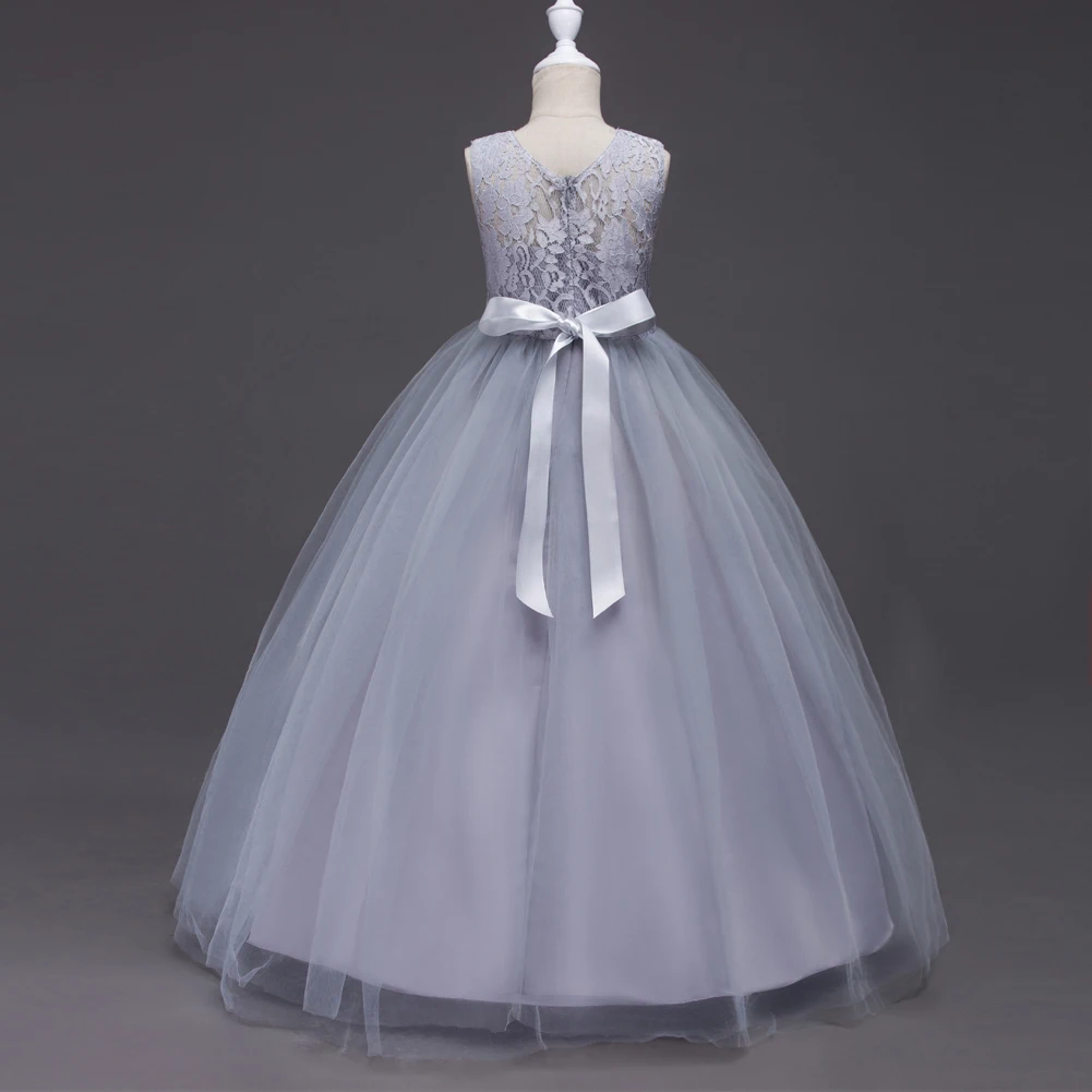 Western girls dress Princess dress Children's dress long lace skirt that draped the floor Evening dress