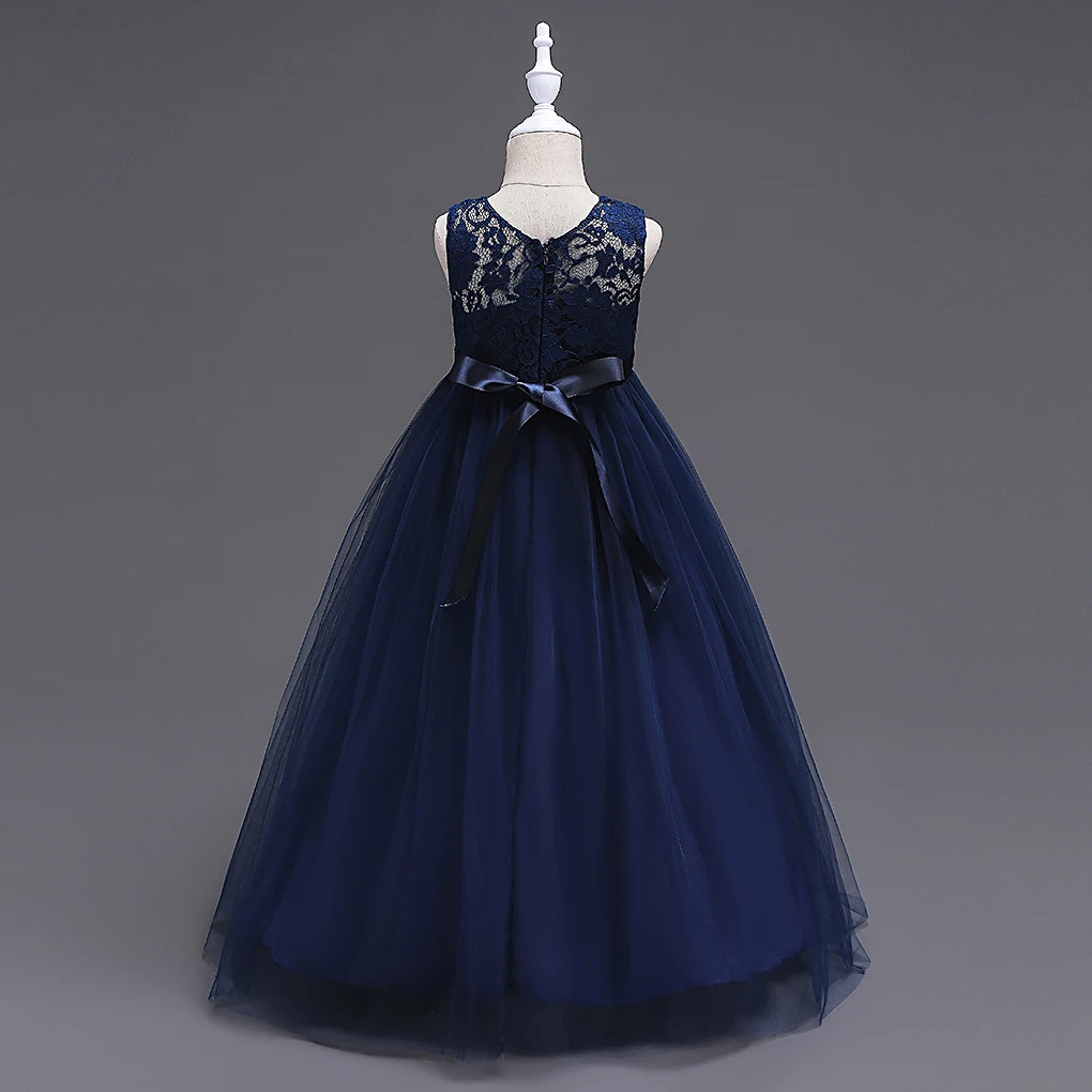 Western girls dress Princess dress Children's dress long lace skirt that draped the floor Evening dress