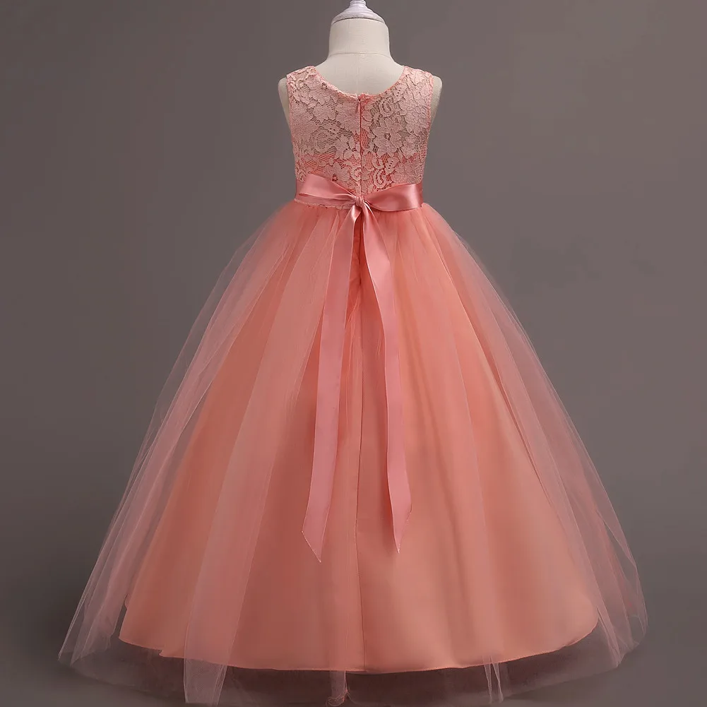 Western girls dress Princess dress Children's dress long lace skirt that draped the floor Evening dress