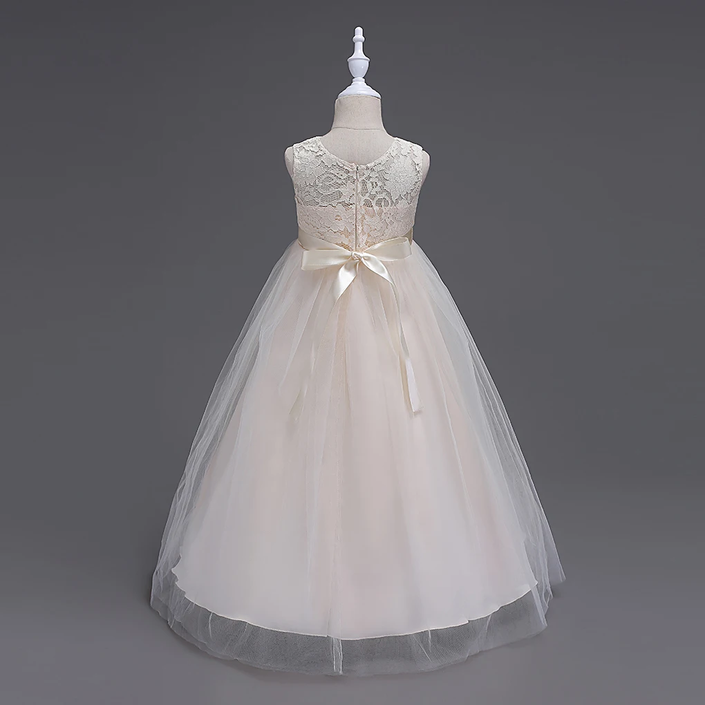 Western girls dress Princess dress Children's dress long lace skirt that draped the floor Evening dress