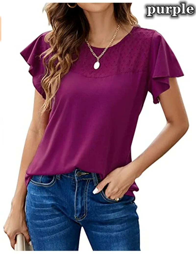 2023 Women Summer New Top Fashion Loose Casual Simple Round Neck Short Sleeve Underlay T-Shirt Loose Versatile Solid Color Top