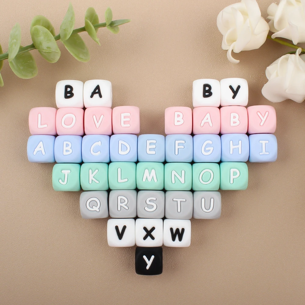 50pcs Letters Beads 12mm Silicone Alphabet Beads English Focal Beads For Jewelry Making Loose Beads DIY Beaded Pen Accessories