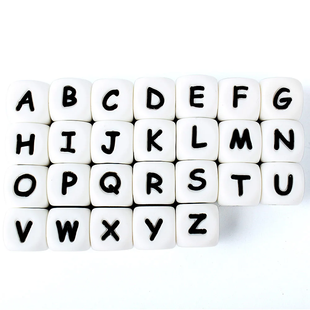 50pcs Letters Beads 12mm Silicone Alphabet Beads English Focal Beads For Jewelry Making Loose Beads DIY Beaded Pen Accessories