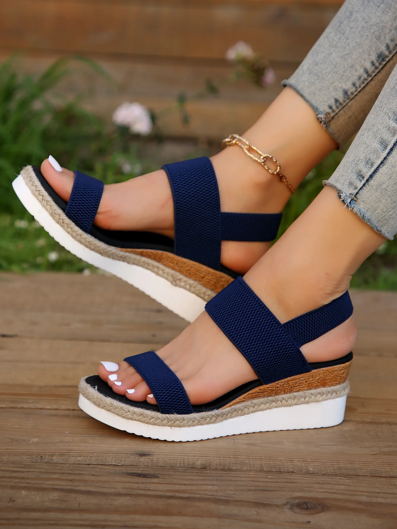 Women's wedge heeled fashion sandals, summer fish mouth loose set foot platform sandals