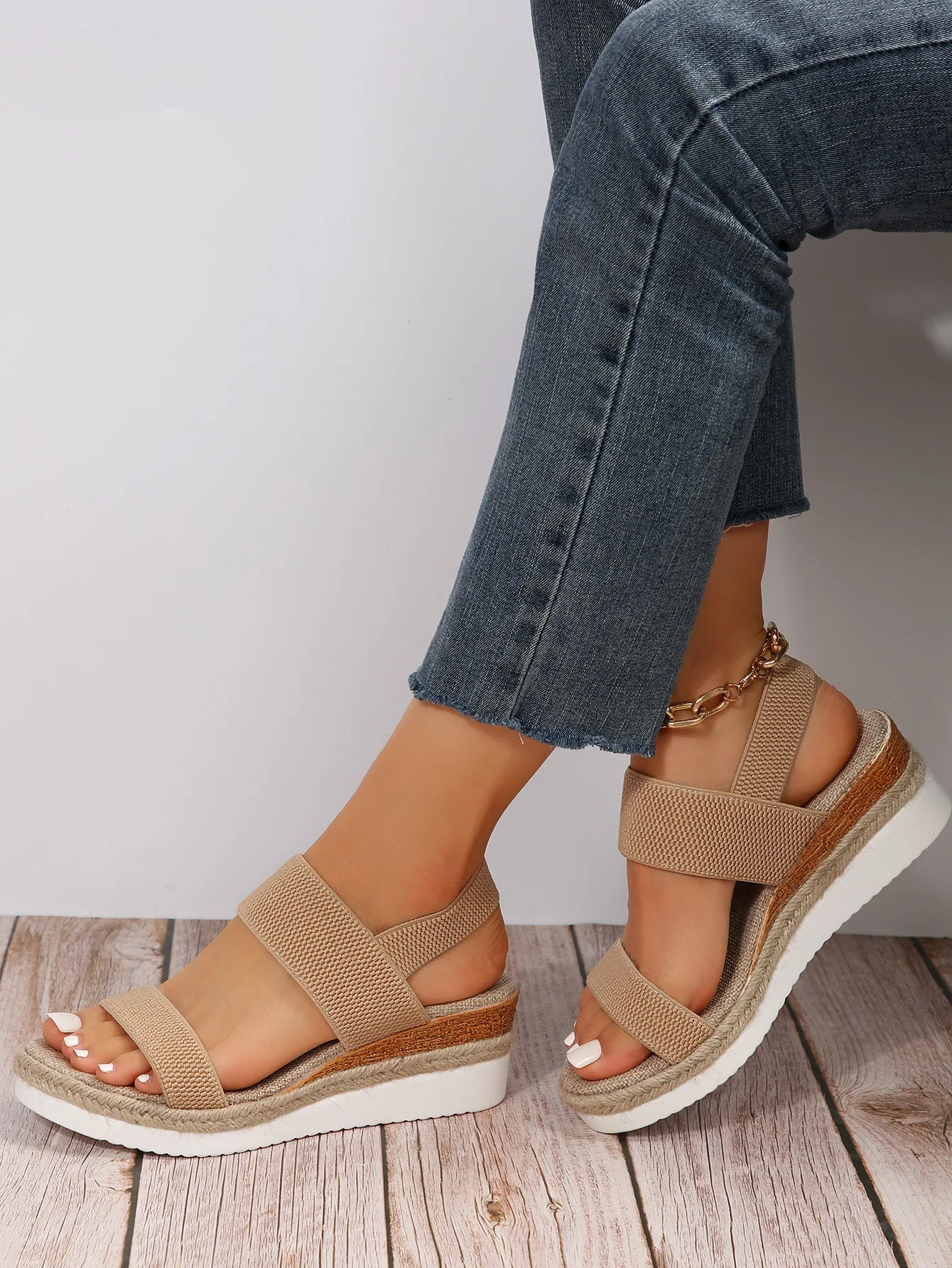 Women's wedge heeled fashion sandals, summer fish mouth loose set foot platform sandals
