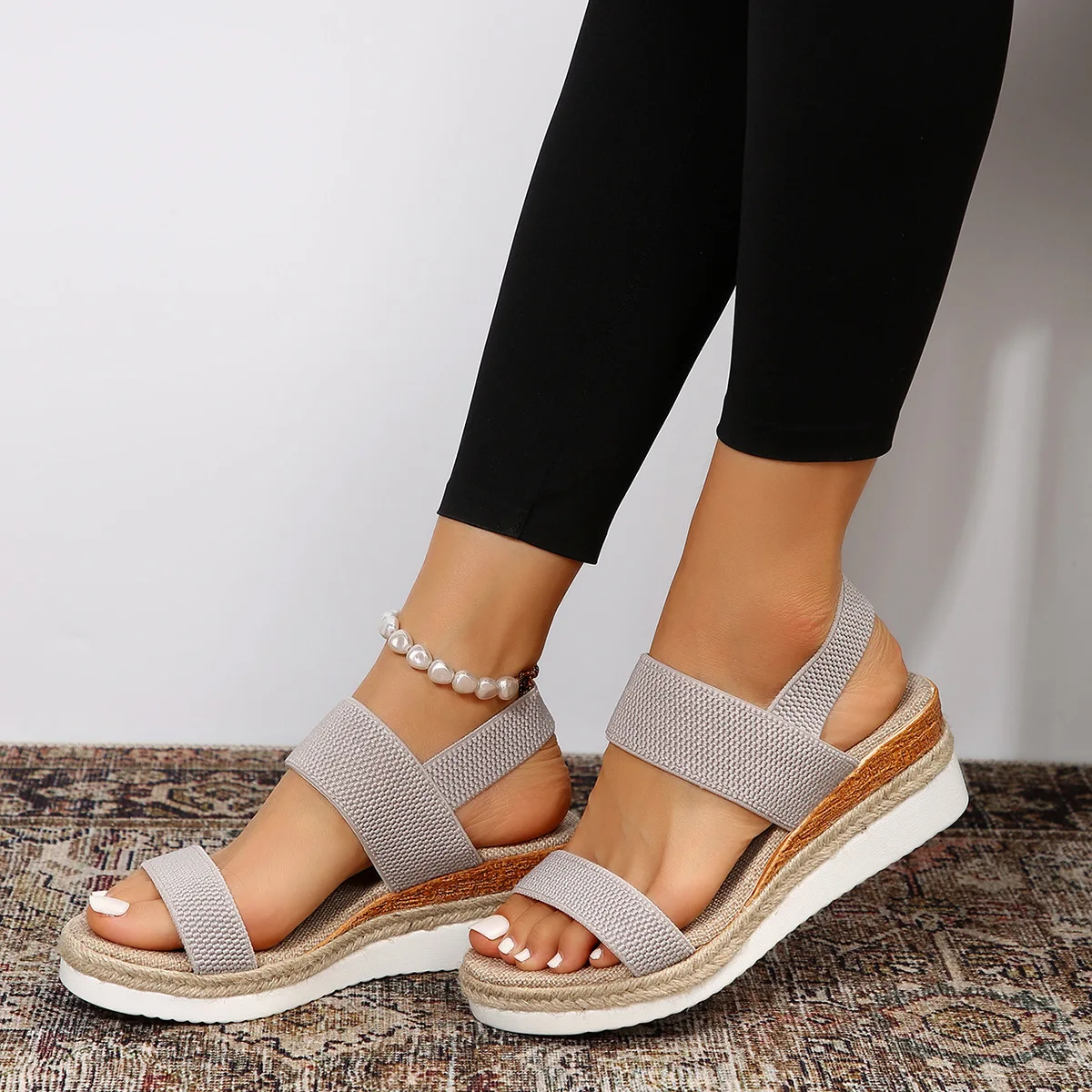 Women's wedge heeled fashion sandals, summer fish mouth loose set foot platform sandals