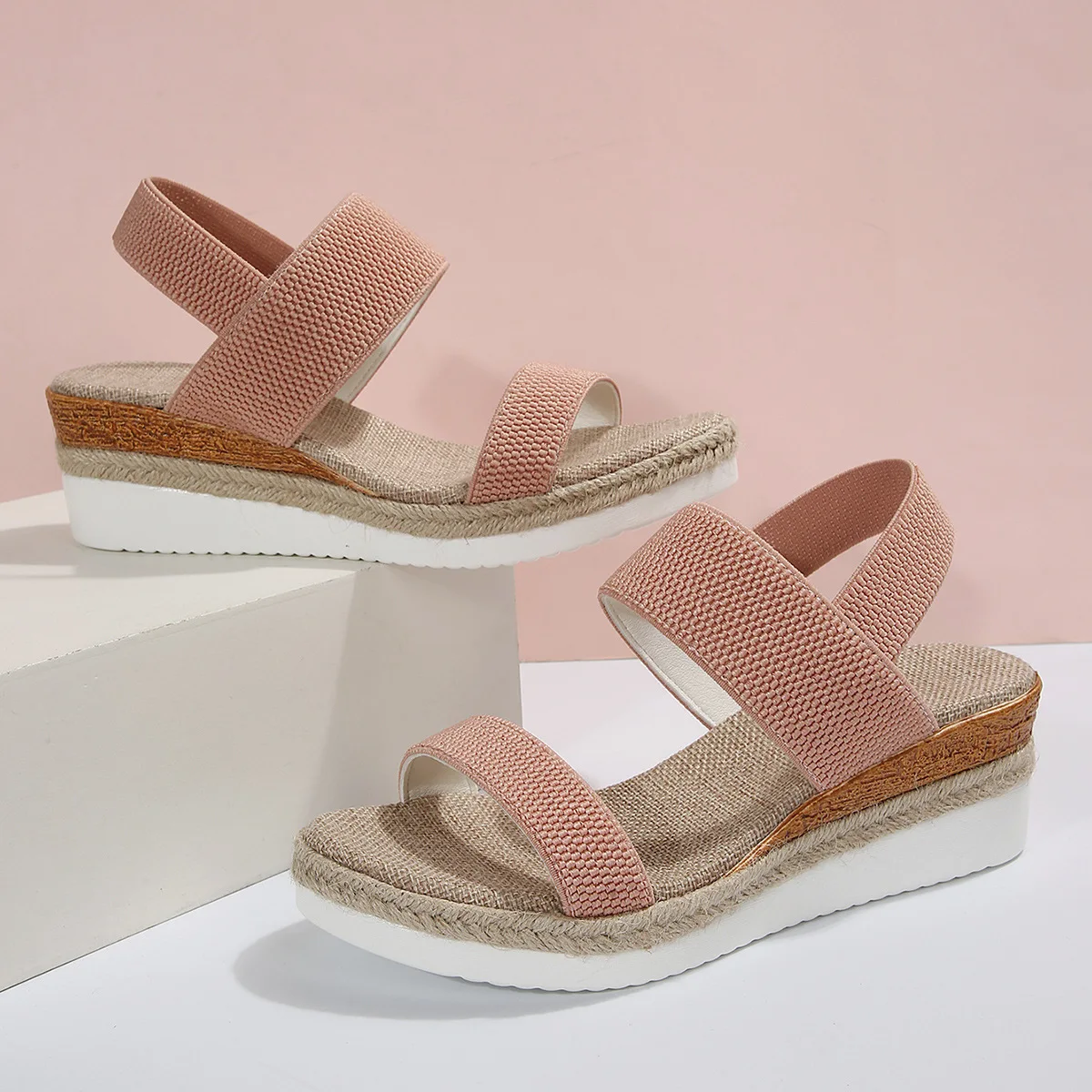 Women's wedge heeled fashion sandals, summer fish mouth loose set foot platform sandals