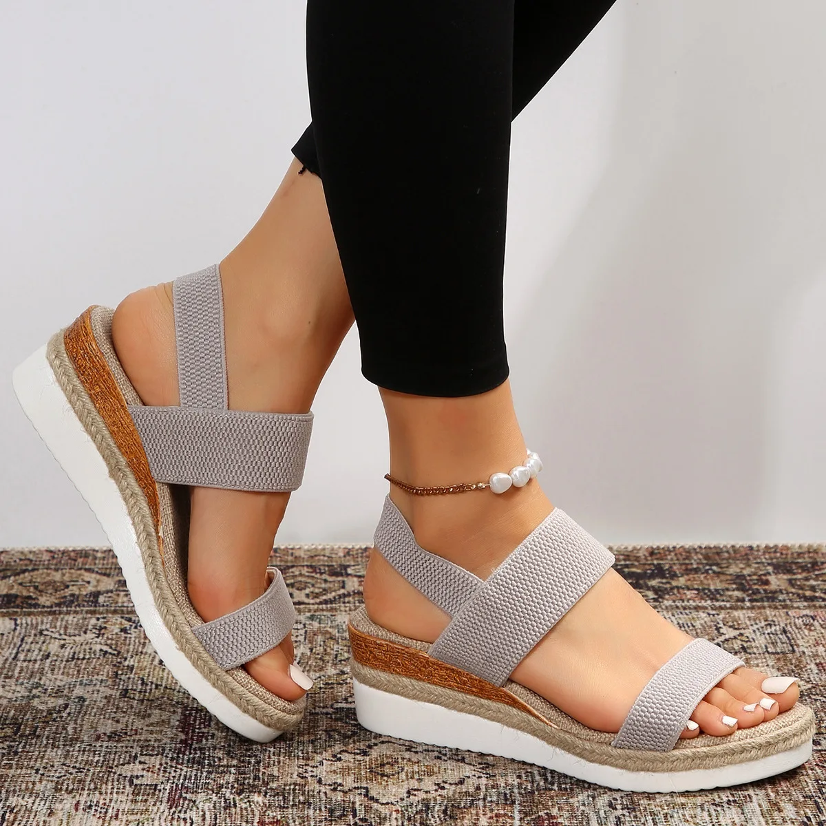 Women's wedge heeled fashion sandals, summer fish mouth loose set foot platform sandals