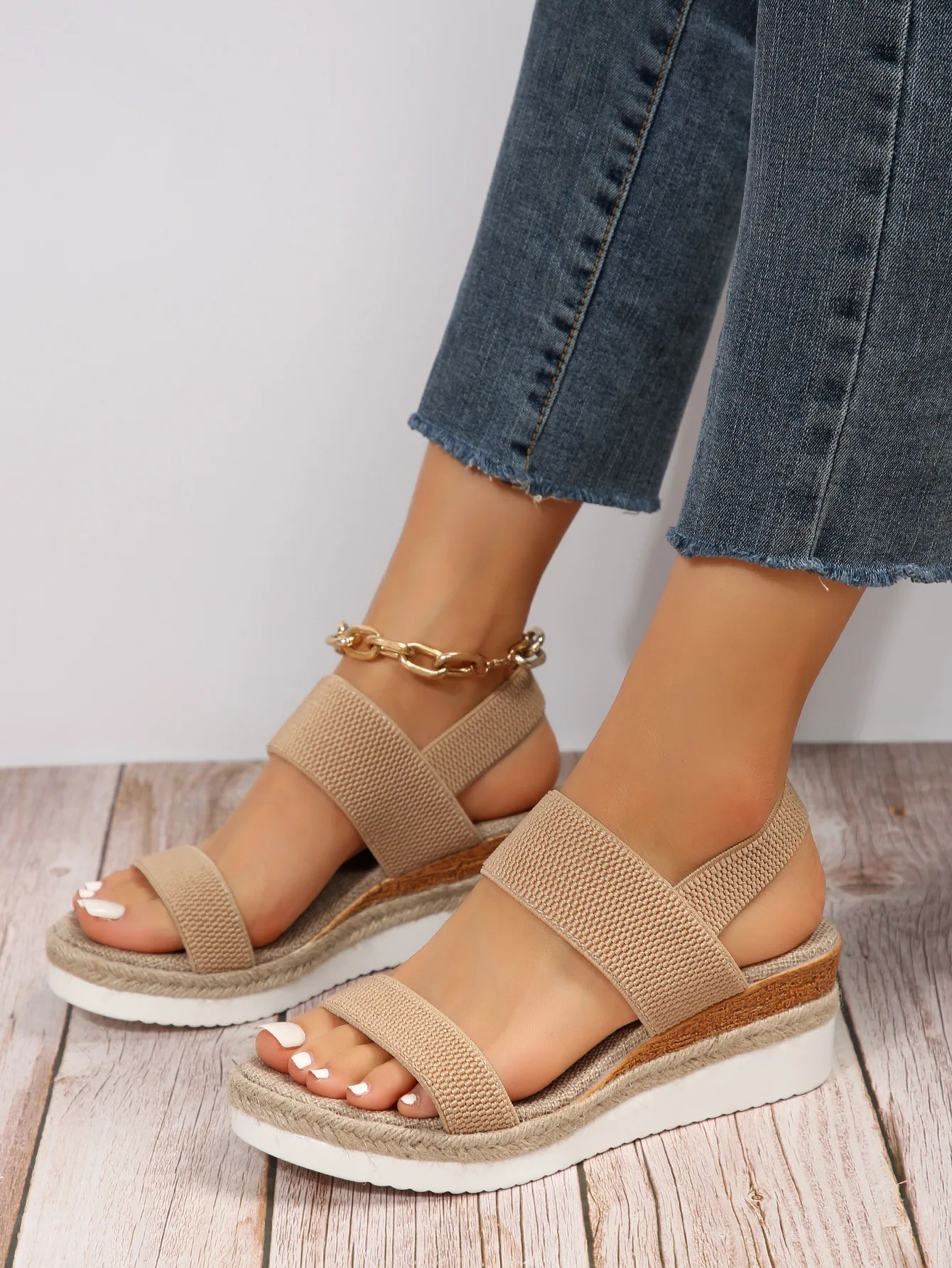 Women's wedge heeled fashion sandals, summer fish mouth loose set foot platform sandals